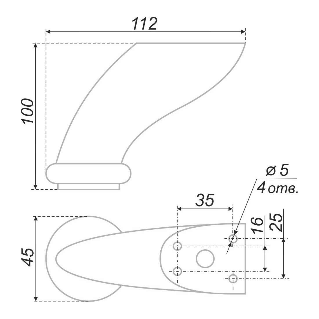 картинка Мебельная опора N205CP.2 от магазина DFCH 
