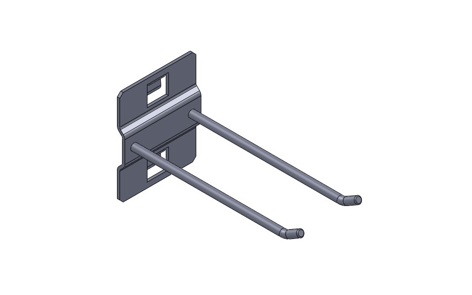 картинка Крючок двойной L=100 мм Н=30 мм (Металлик) HS030-26 от магазина DFCH 