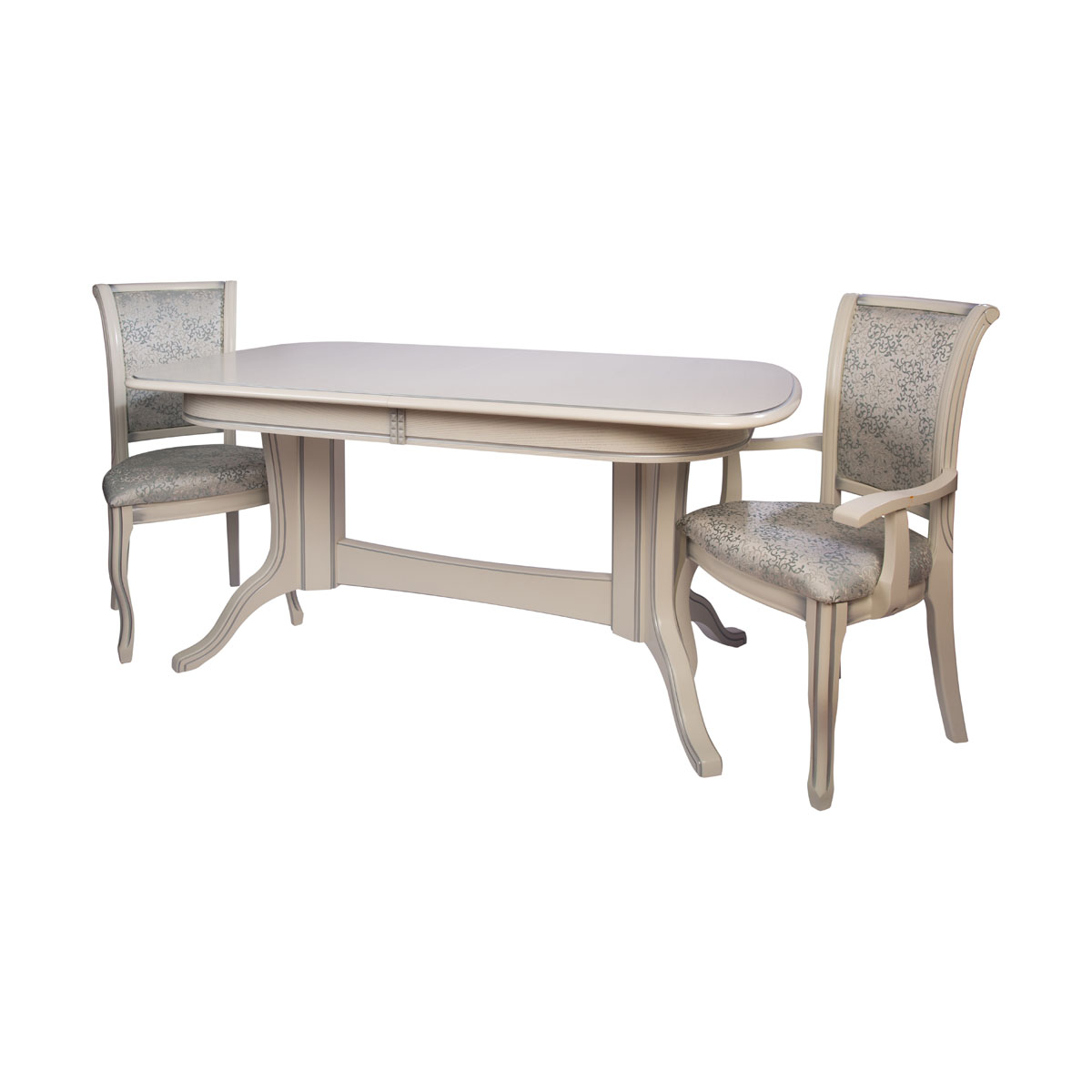 картинка Стол Лира-3 1600(2050/2500)*900*785 с патиной (тон 3М с серебряной патиной) от магазина DFCH 