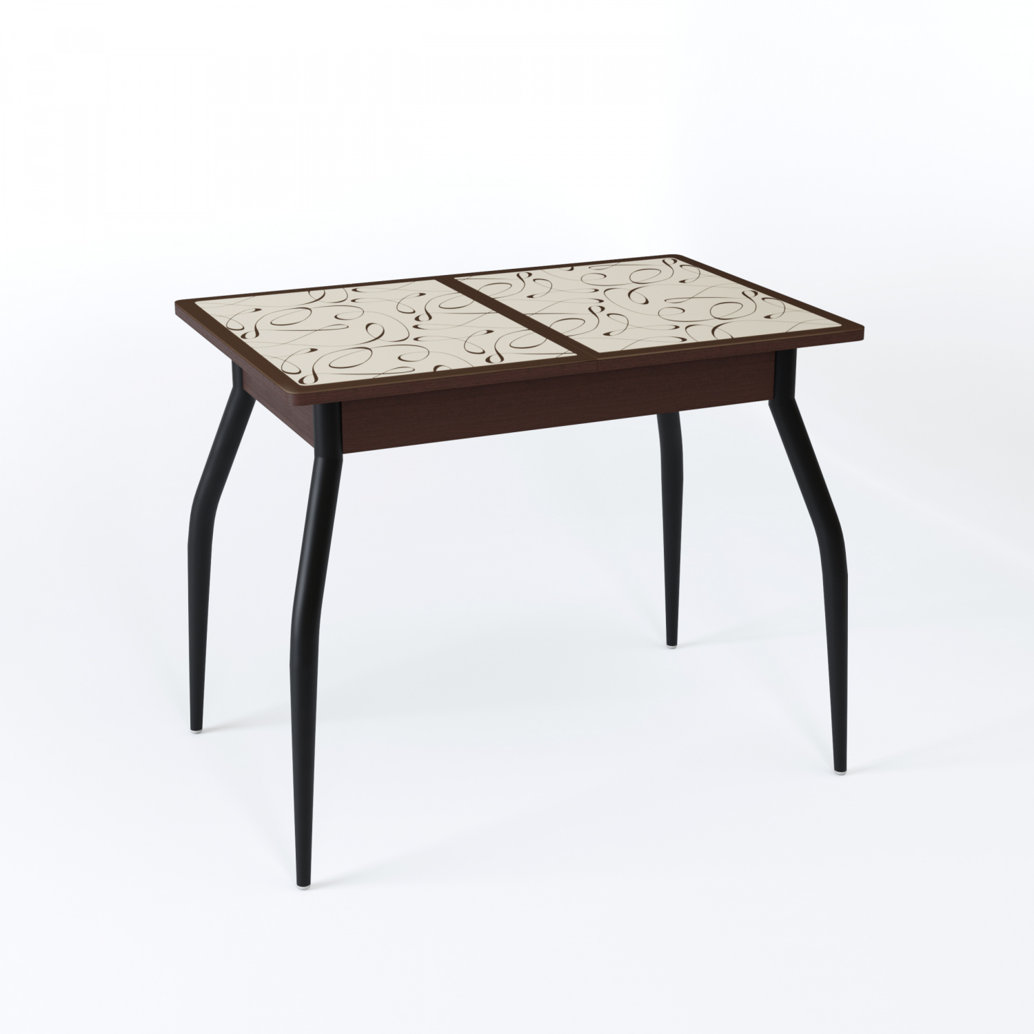 картинка Стол Аспен СТ МП 900(1200)*600*750 Ноги 01 черные (стекло Узор коричневый цвет ВН) от магазина DFCH 