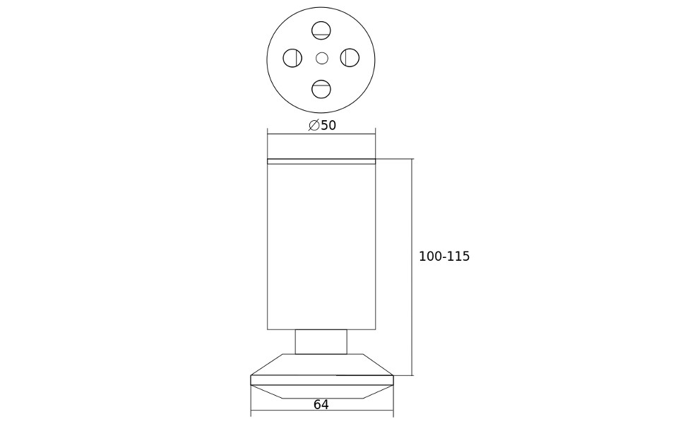 Ножка металлическая регулируемая 100*50мм мат.хром купить по цене от  в Петербурге и Москве
