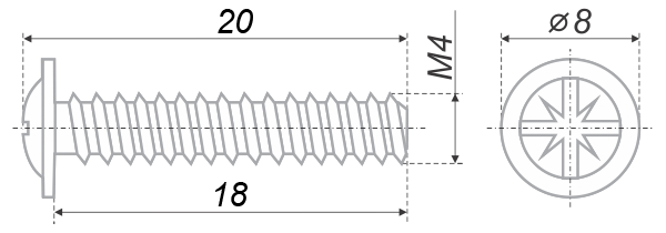 картинка Метиз MT02/09/M4*18Cr/0 от магазина DFCH 