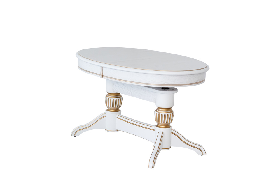 картинка Стол Лира-11 (трансформер) 1100(1450)*750*620(780) с патиной (резная нога) (тон 1 с золотой патиной) от магазина DFCH 