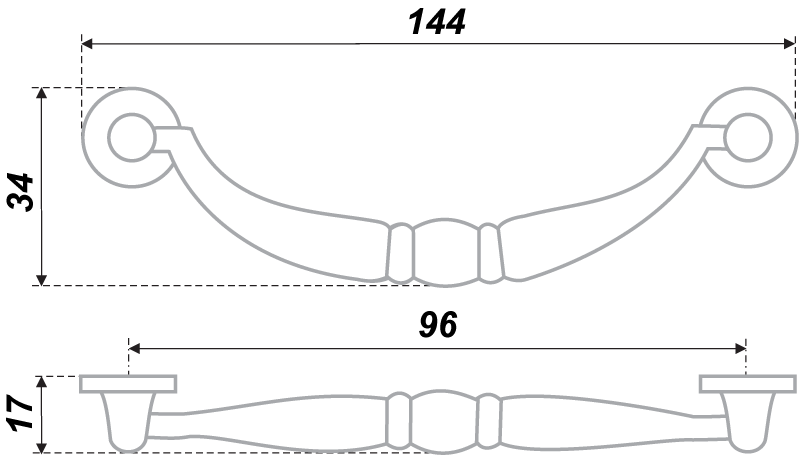 картинка Мебельная ручка RS090AB.3/96 от магазина DFCH 