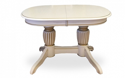 картинка Стол Лира-12 1200(1550)*800*780 с патиной (резная нога) (тон 1 с золотой патиной) от магазина DFCH 