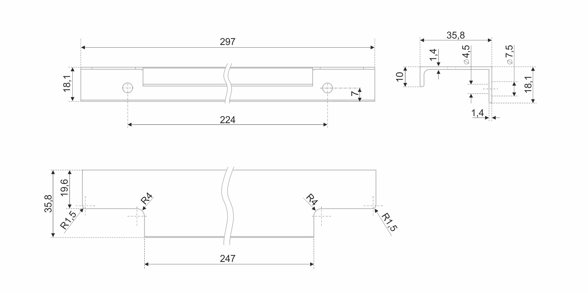 картинка Мебельная ручка RAY RT109SG.1/224/300 от магазина DFCH 