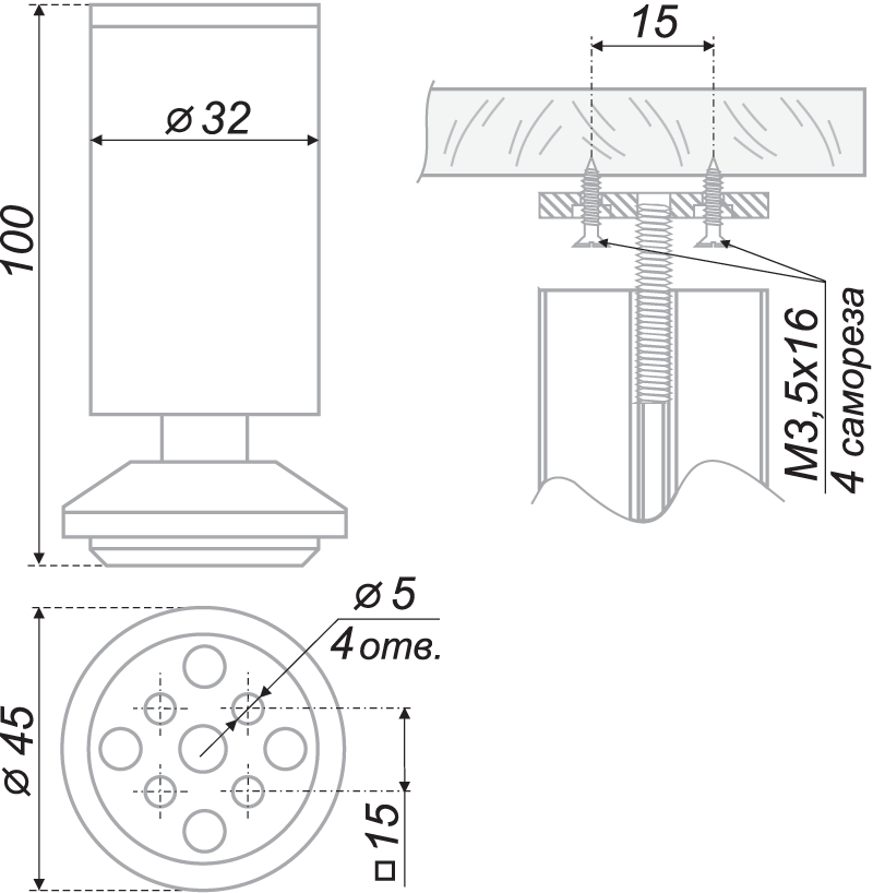 картинка Мебельная опора N301CP/CP.1 от магазина DFCH 