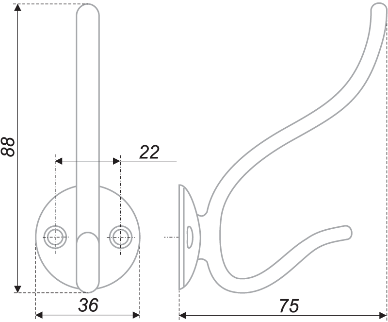 картинка Мебельный крючок K208CP.6 от магазина DFCH 