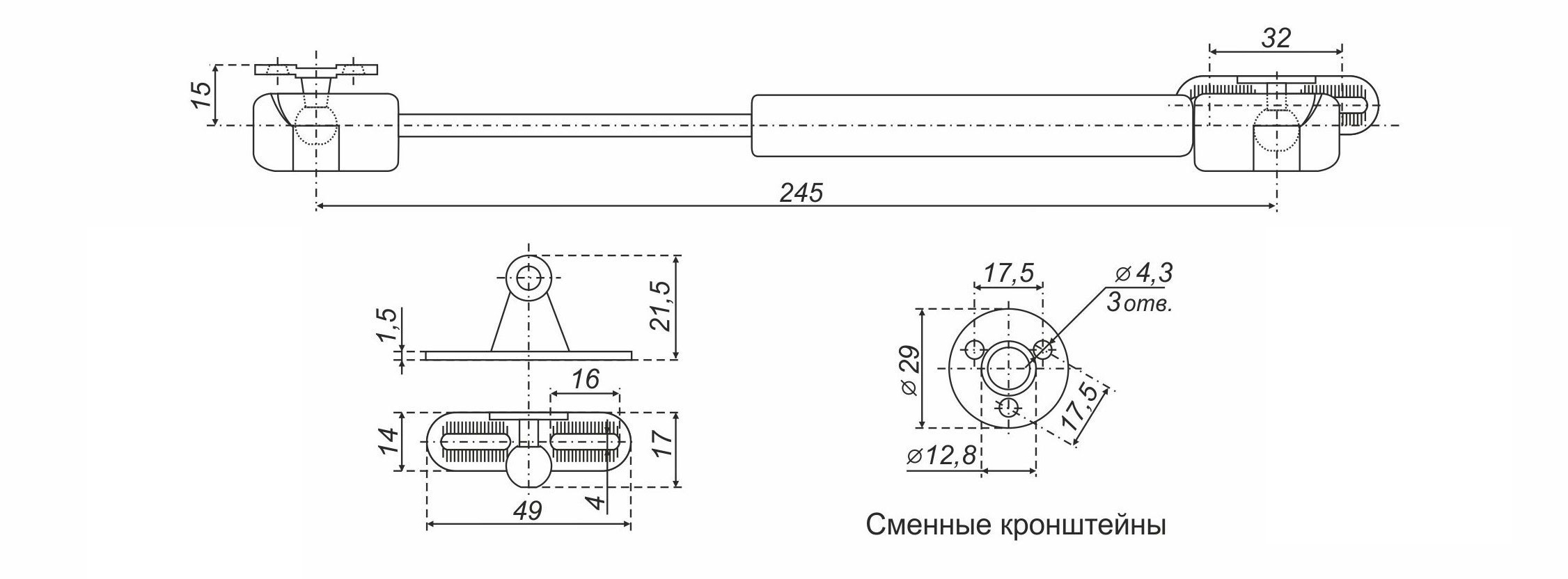 картинка Газовый лифт GL105GR/50/1 от магазина DFCH 
