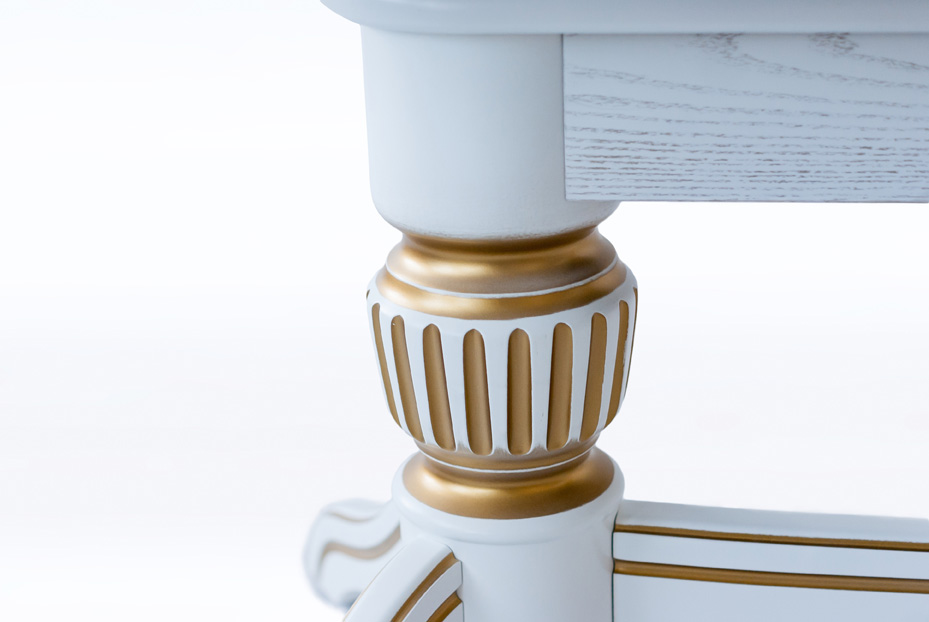 картинка Стол Лира-11 (трансформер) 1100(1450)*750*620(780) с патиной (резная нога) (тон 1 с золотой патиной) от магазина DFCH 