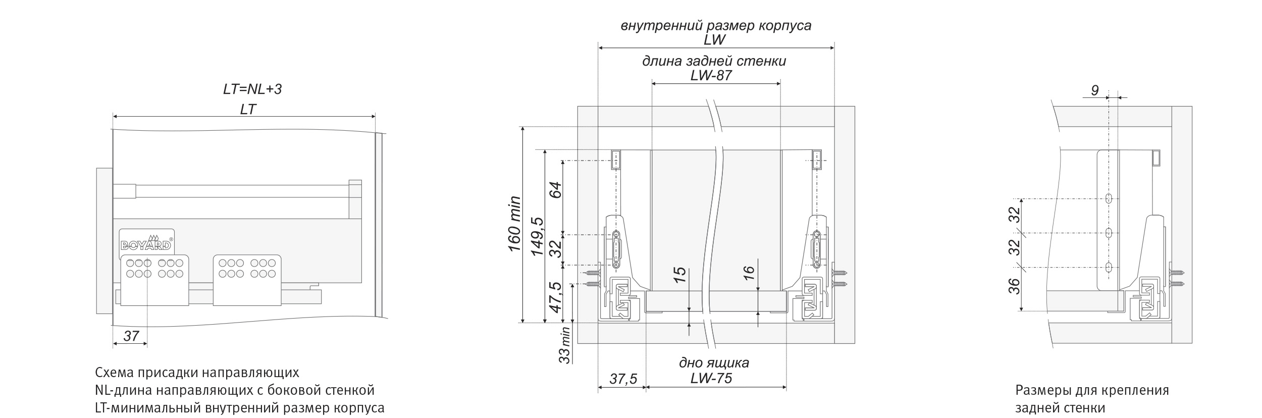 картинка Средний держатель задней стенки B-Box SBH31/GR от магазина DFCH 