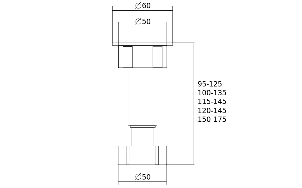 Ножка для цоколя ПВХ (ПАРА в к-те с клипсой) 150-175мм черная купить по цене от  в Петербурге и Москве
