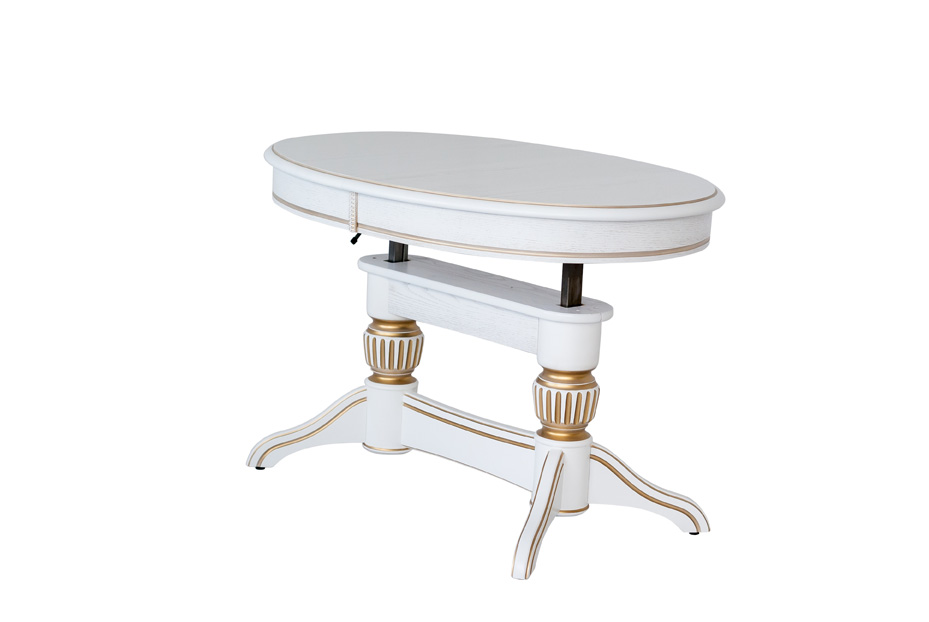 картинка Стол Лира-11 (трансформер) 1100(1450)*750*620(780) с патиной (резная нога) (тон 1 с золотой патиной) от магазина DFCH 