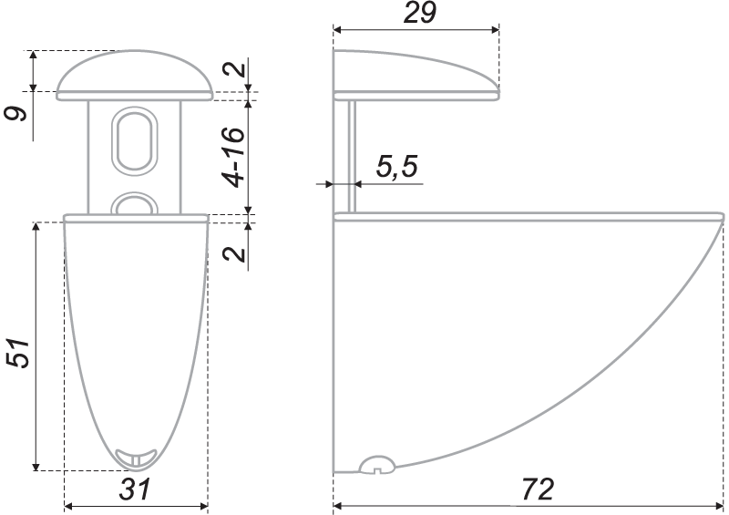 картинка Полкодержатель P506AB.2 от магазина DFCH 