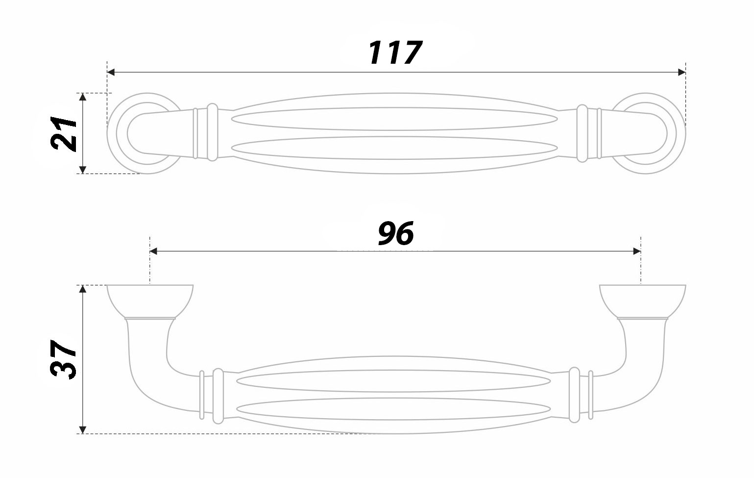 картинка Мебельная ручка TIFFANY RS121AB.4/96/W от магазина DFCH 