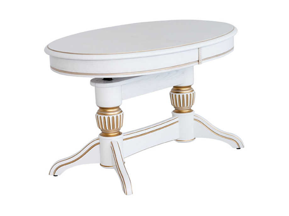 картинка Стол Лира-11 (трансформер) 1100(1450)*750*620(780) с патиной (резная нога) (тон 1 с золотой патиной) от магазина DFCH 