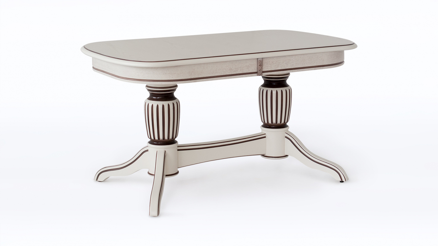 картинка Стол Лира-14 1400(1800)*800*760 с патиной (резная нога) (тон 3М с коричневой патиной) от магазина DFCH 