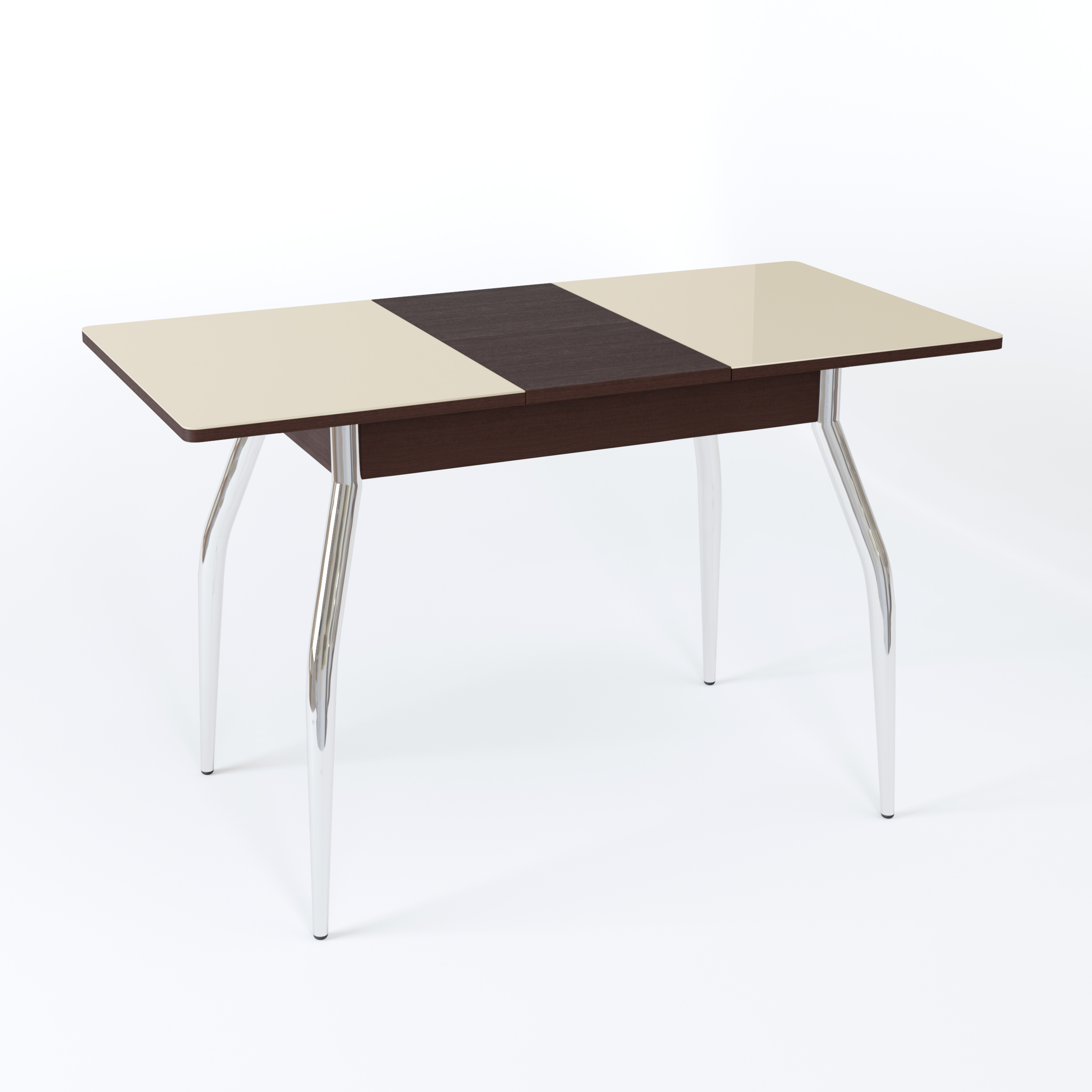 картинка Стол Аспен СТ МП 900(1200)*600*750 Ноги 01 гальваника (стекло Бежевое глянцевое цвет ВН) от магазина DFCH 