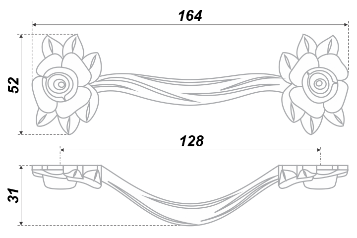 картинка Мебельная ручка LULU ROSE RS087AS/SG.3/128 от магазина DFCH 