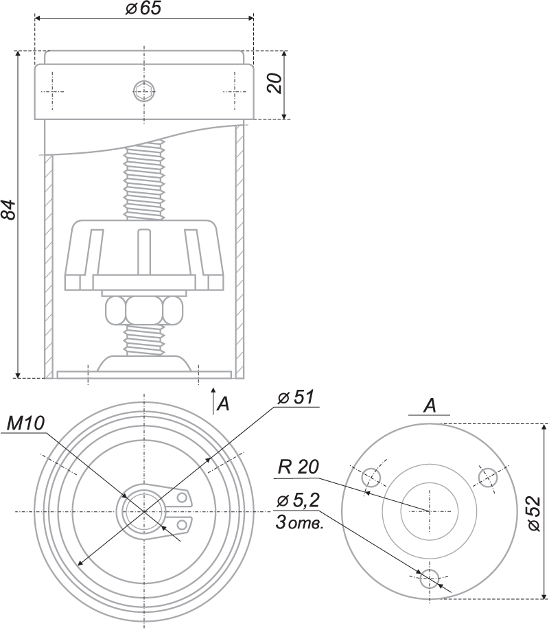 картинка Верхнее регулируемое крепление трубы барной системы SPC103/CP от магазина DFCH 