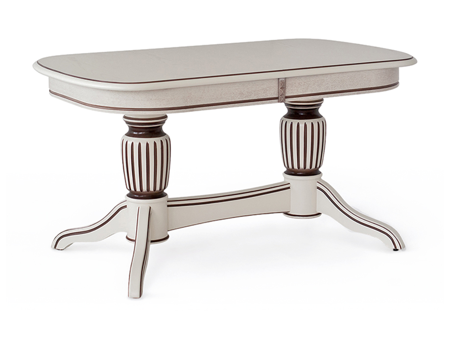 картинка Стол Лира-14 1200(1550)*800*760 с патиной (резная нога) (тон 3М с коричневой патиной) от магазина DFCH 