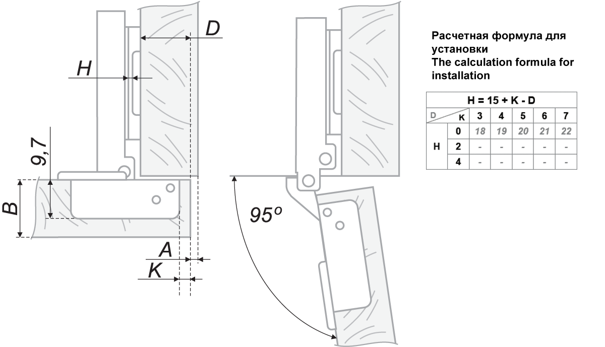 картинка Мебельная петля H404C21/2230 от магазина DFCH 