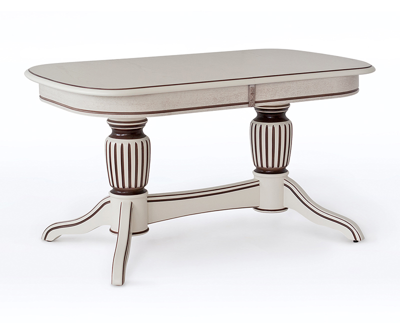 картинка Стол Лира-14 1200(1550)*800*760 с патиной (резная нога) (тон 1 с золотой патиной) от магазина DFCH 