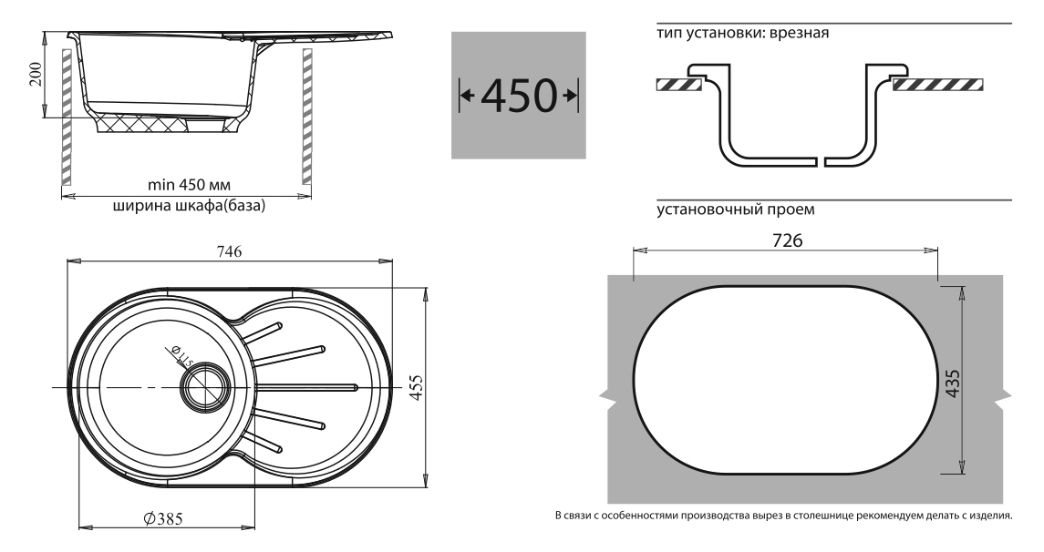GF-R-750L Мойка (в базу 500мм) мрамор RONDO чаша с крылом 750*460мм купить по цене от  в Петербурге и Москве
