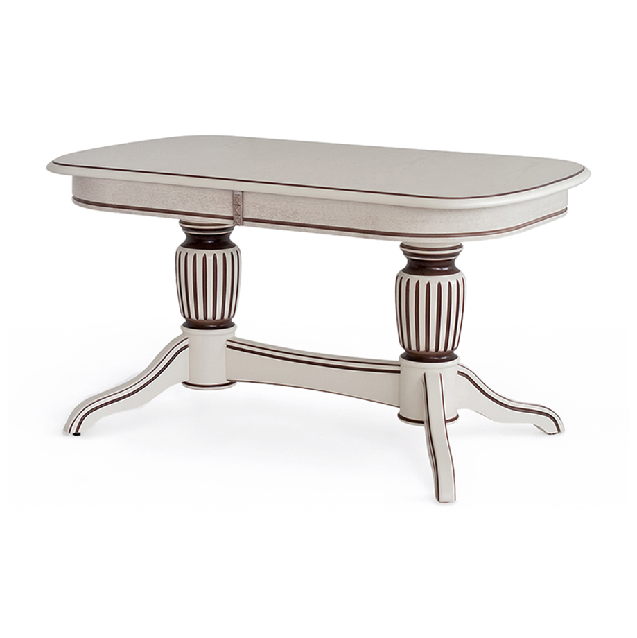 картинка Стол Лира-14 1200(1550)*800*760 с патиной (резная нога) (тон 3М с коричневой патиной) от магазина DFCH 