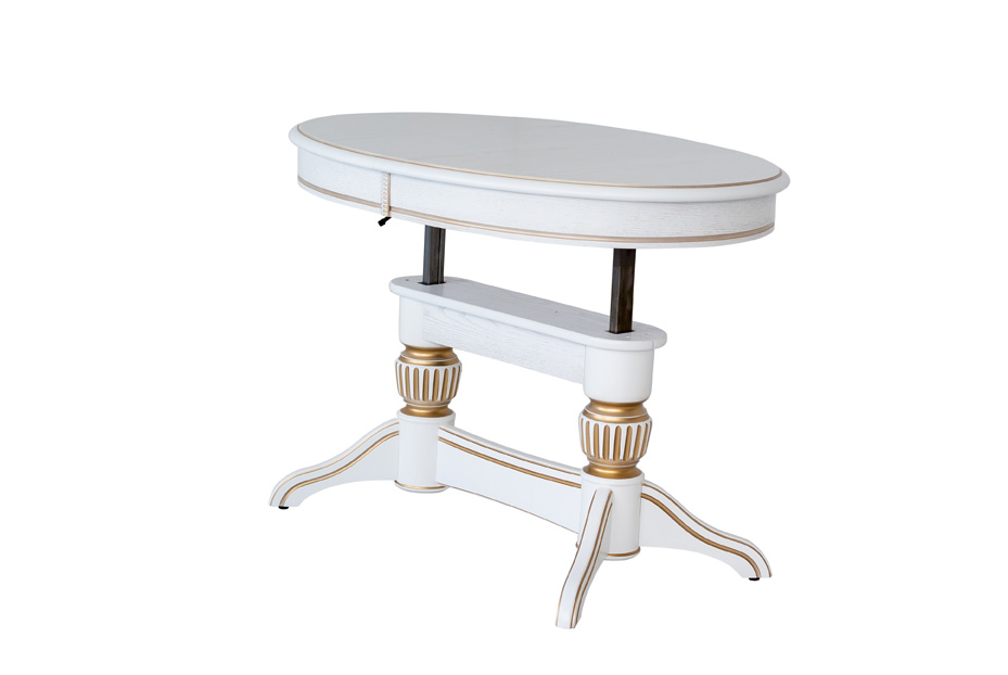 картинка Стол Лира-11 (трансформер) 1100(1450)*750*620(780) с патиной (резная нога) (тон 1 с золотой патиной) от магазина DFCH 