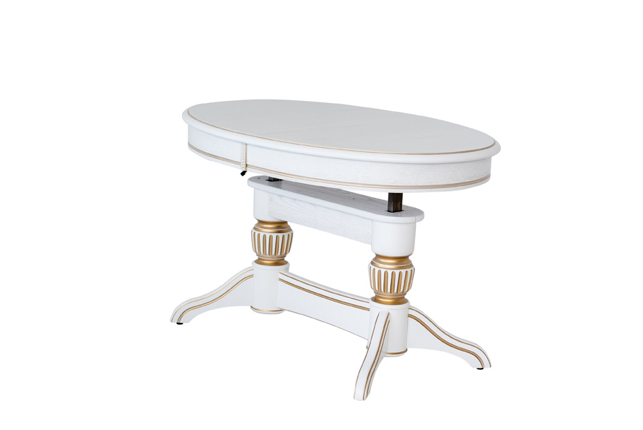 картинка Стол Лира-11 (трансформер) 1100(1450)*750*620(780) с патиной (резная нога) (тон 1 с золотой патиной) от магазина DFCH 